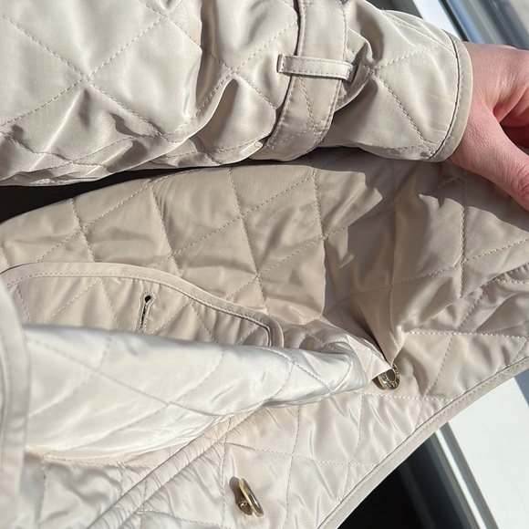 Talbots Quilted Equestrian Jacket Button Front Cowl Neck 1x Lightweight Khaki - Picture 9 of 13